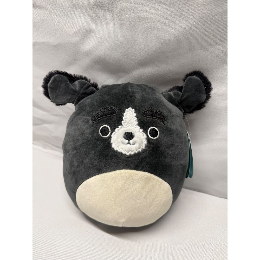 Squishmallows Paulie Schnauzer Dog 8" Black White Plush Kellytoy w/ Tag